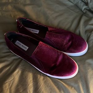 Steve Madden Red Velvet Slip On Sneakers